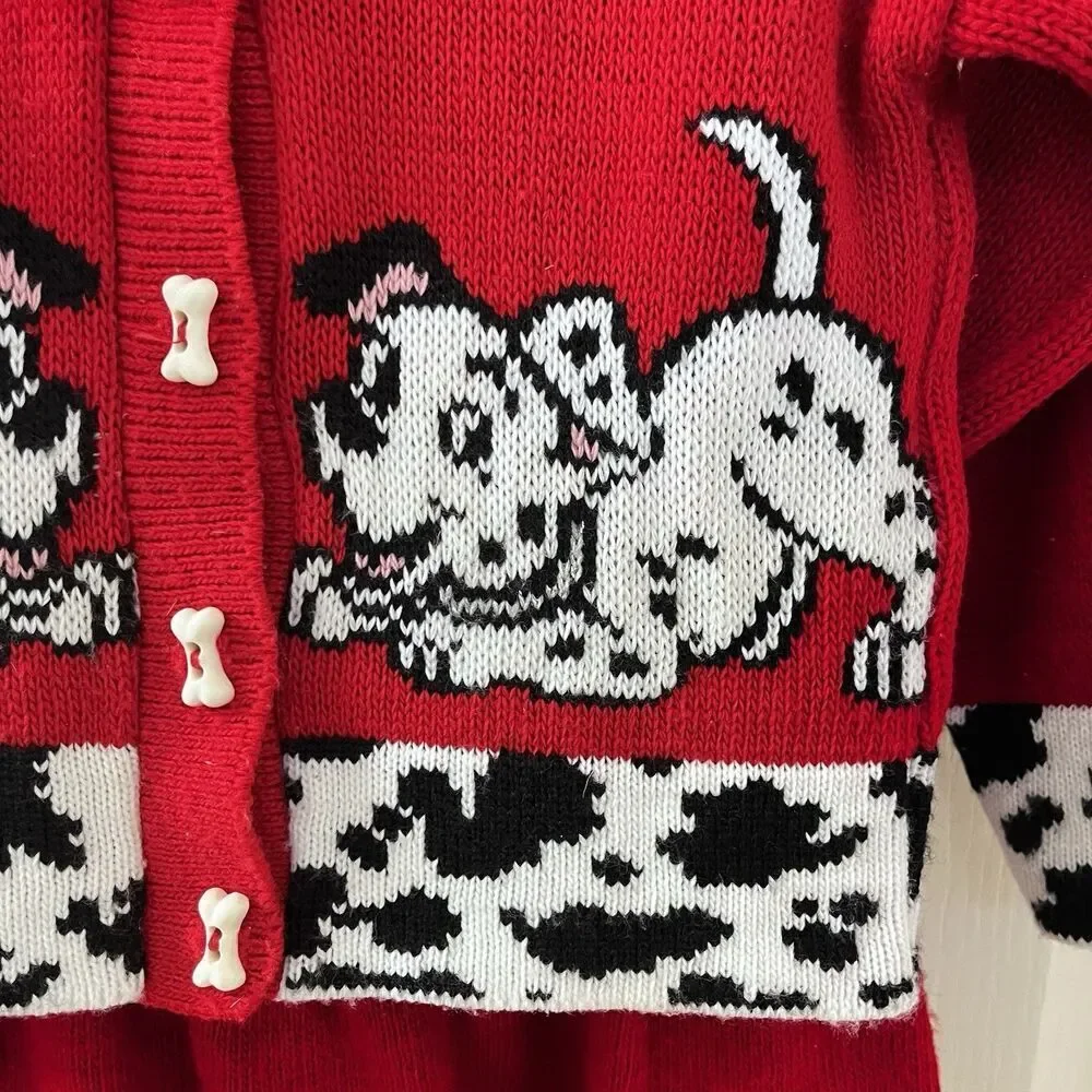 Vintage Disney 101 Dalmatians Sweater Cardigan and Skirt 2-Pc Set USA Girls